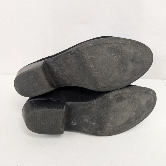 Women's Black Suede Ankle Boots Low Heel Slip On Size 8 - Picture 7 of 9